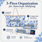 VEylixion 3 Pcs Empty American Mahjong Bags for Tiles and Racks and Mat, Blue Floral Mahjong Carrying Tote with Zipper Tile Pouch and Rack Sleeve