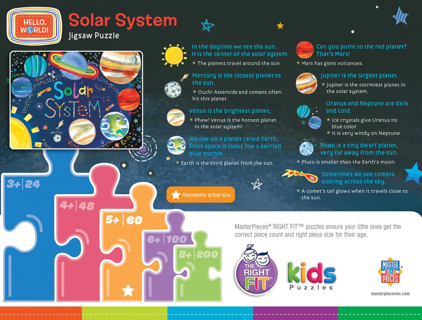 MasterPieces 60 Piece Solar System Puzzle for Kids - Astronaut Theme - 19"x14" - Fun & Educational