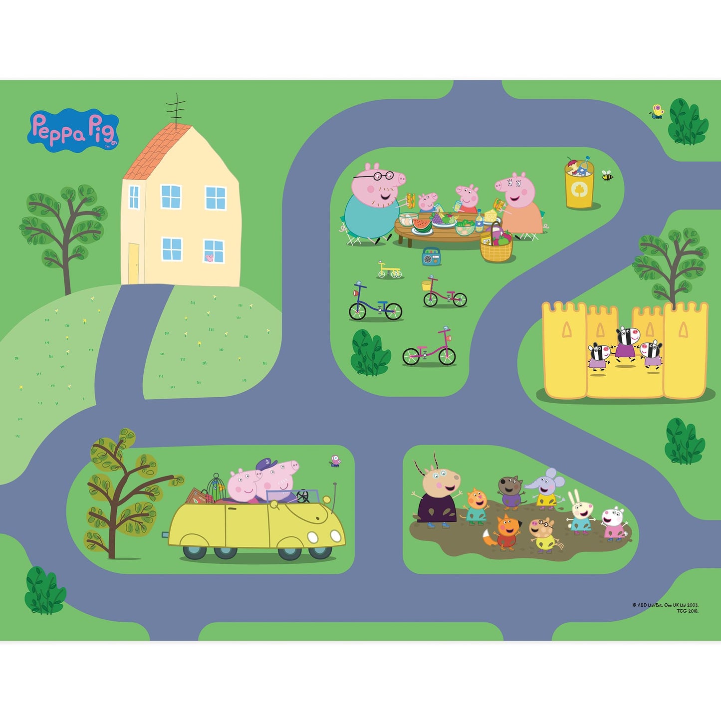 Imaginmat: Deluxe - Peppa Pig - Floor Playmat & Toy Car, 30.5 x 20.5, Character Vehicle & Road Accessories, Durable EVA Foam Mat, Licensed, Kids 3+
