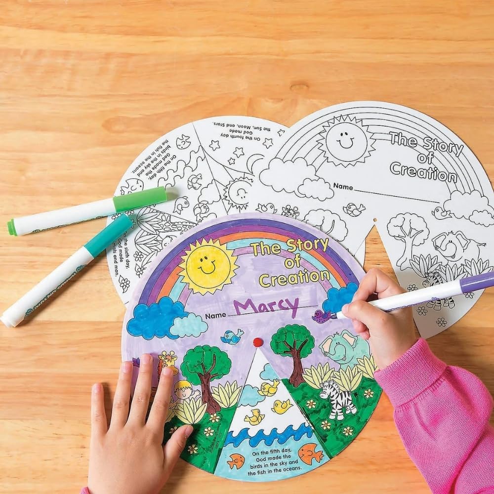 Fun Express Color Your Own Creation Wheel - Makes 12 - DIY Religious Crafts for Kids and Fun Sunday School Activities - VBS 2026 Vacation Bible School