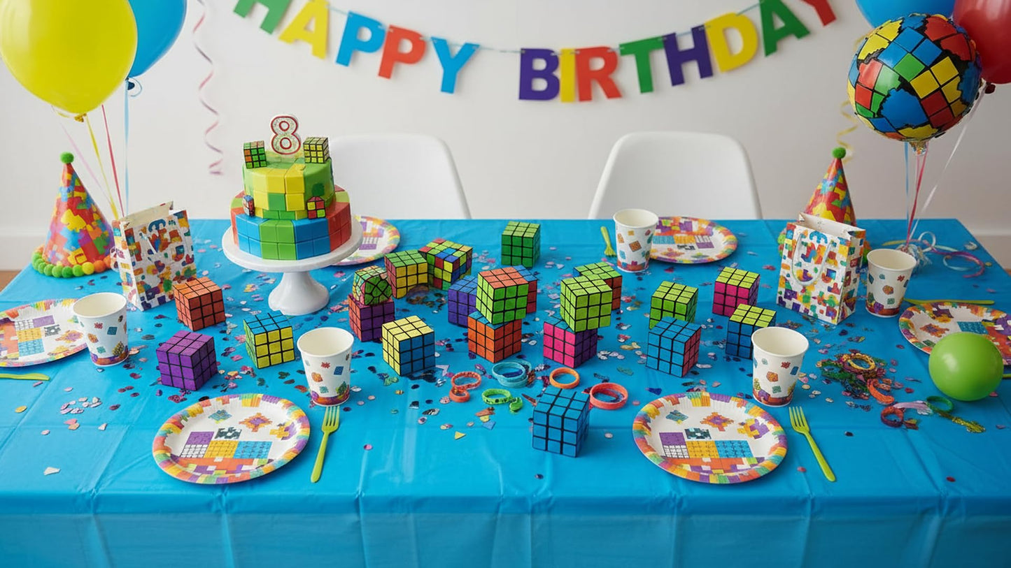 Bulk 24 Pack 3x3 Speed Puzzle Cubes - Classic Magic Brain Teasers, Party Favors, Classroom Prizes, Birthday Stocking Stuffers - Bright Colors