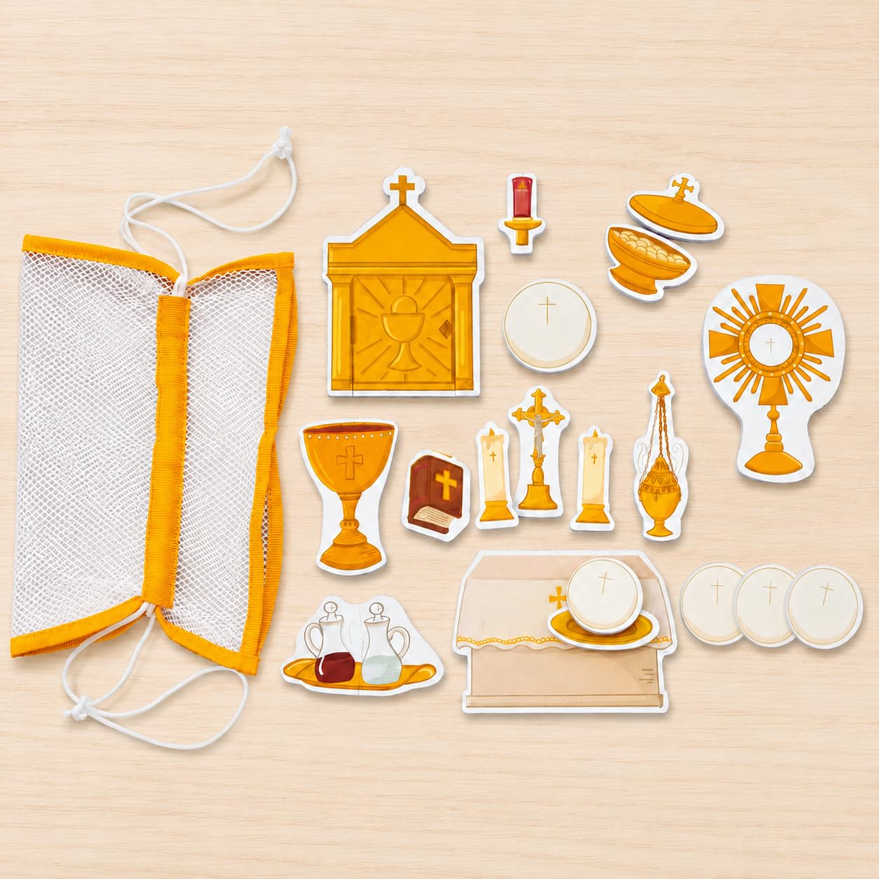 Saintly Heart 21 Piece Quiet Mass Toy Set for Catholic Kids & Toddlers