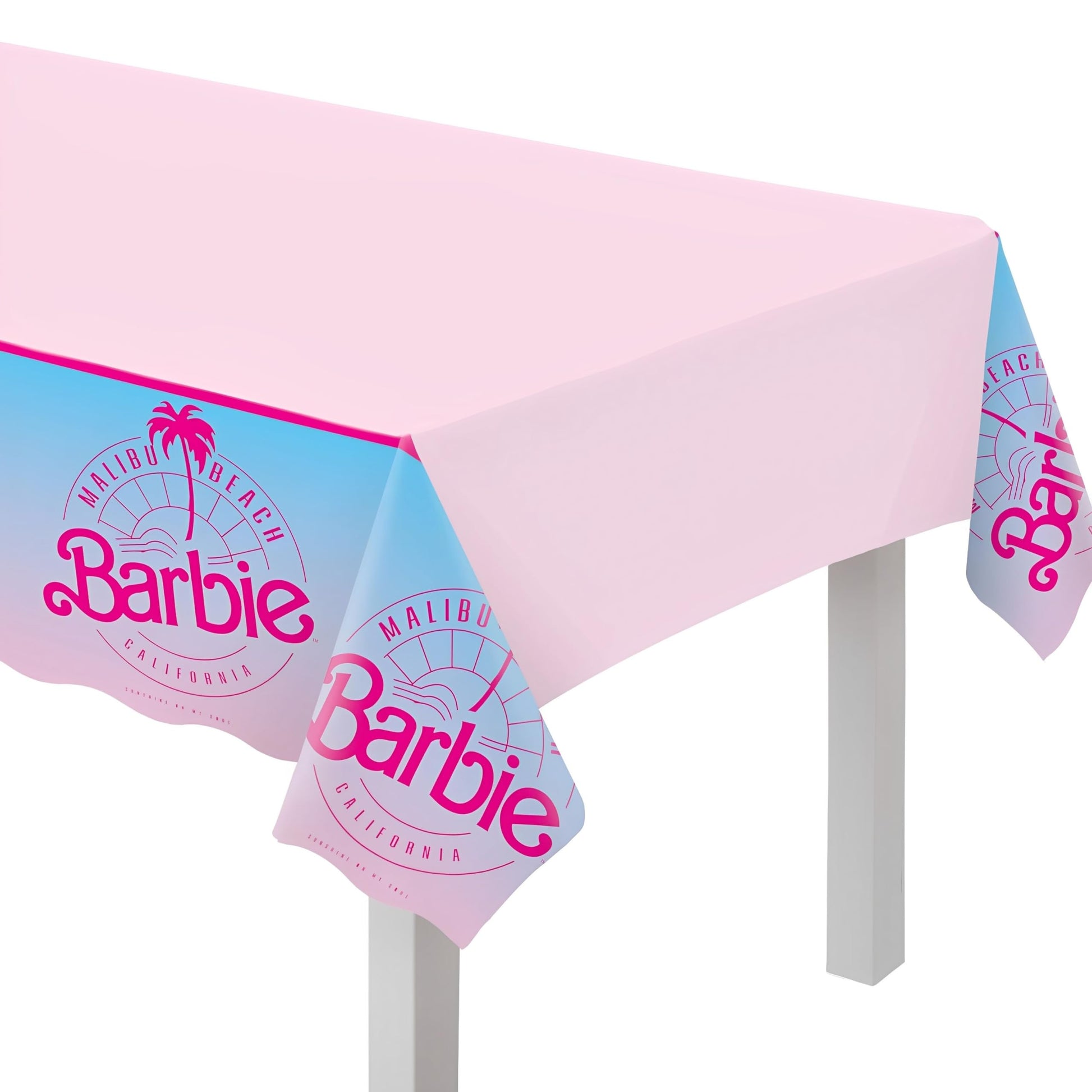 Vibrant Multicolor Plastic Malibu Barbie Table Cover - 54" x 96" (1 Pc.) - Durable & Stylish Design - Perfect for Kids' Party