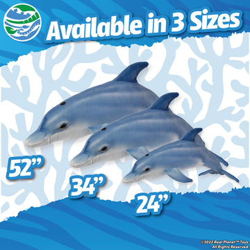 Real Planet 24" Dolphin Plush - Realistic Blue Dolphin Stuffed Animal, Cute Stuff Plush Animals Gift for Kids, Giant Stuffed Animals for Girls Pillows