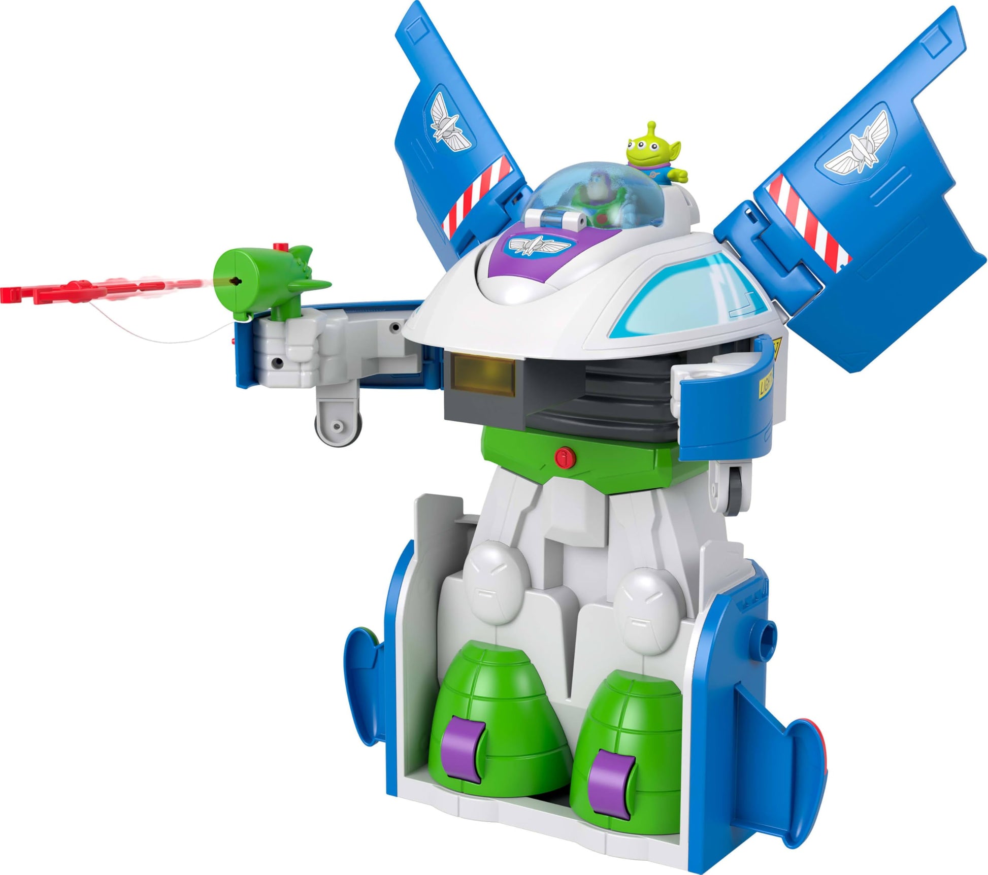 Fisher-Price Imaginext Transforming Buzz Lightyear Ship Toy Vehicle with Lights, Sounds,3-inch Action Figures, Launcher and Projectiles