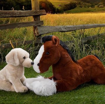 The Petting Zoo Clydesdale Horse Stuffed Animal Plushie, Gifts for Kids, Wild Onez Barnyard Animals, Brown Horse Plush Toy, Jumbo 27 inches