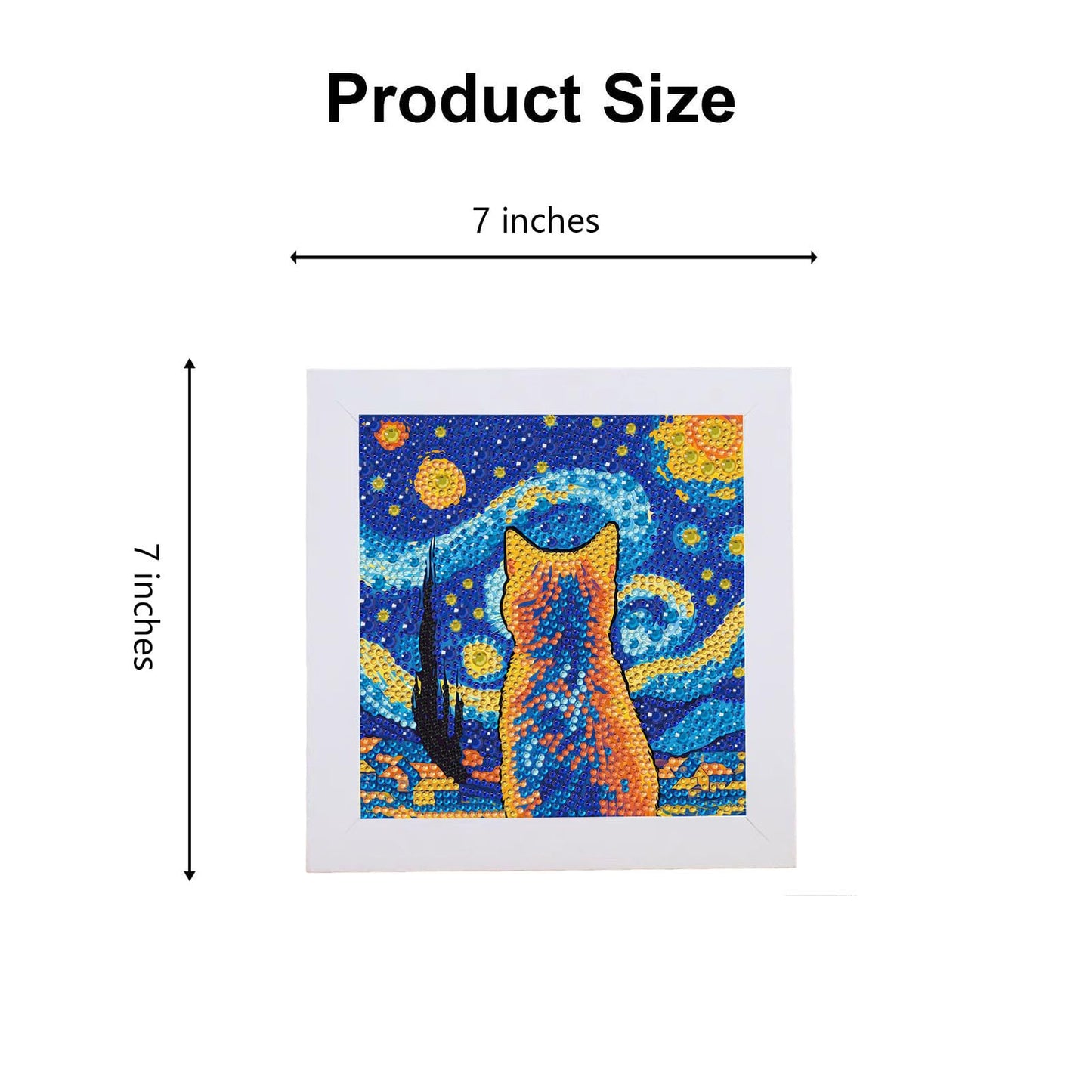 FJEOLEN 5D Diamond Painting Kit for Beginners with Wooden Frame, Cute Cat Diamond Painting Kits, Small Diamond Art Kits for Home Desk, Cabinet