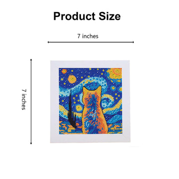 FJEOLEN 5D Diamond Painting Kit for Beginners with Wooden Frame, Cute Cat Diamond Painting Kits, Small Diamond Art Kits for Home Desk, Cabinet