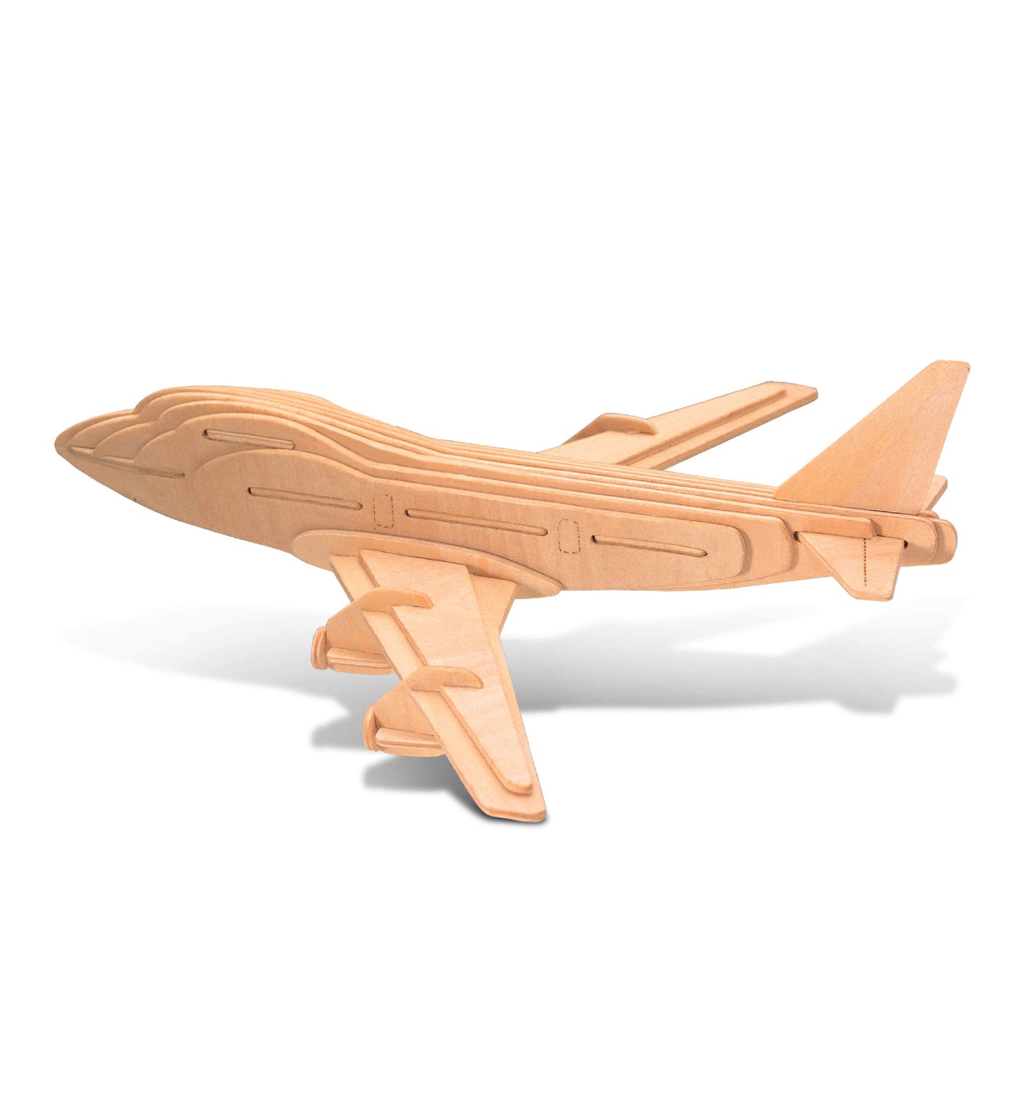 Puzzled 747 Jet Plane 3D Puzzle Wood Craft Construction Kit Aircraft, Fun & Educational DIY Wooden Toy Assemble Model Unfinished Craft Hobby Airplane