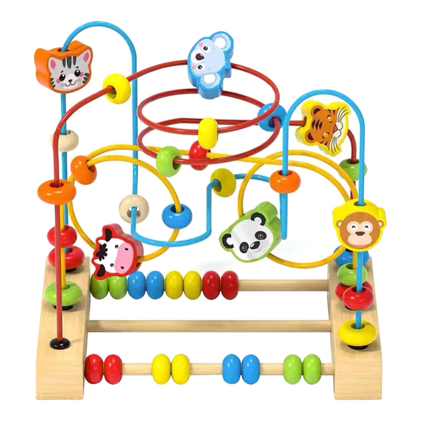 QZMTOY Bead Maze Toy for Toddlers Wooden Bead Toys Colorful Roller Coaster Preschool Educational Toys for Kids Classic Birthdday Gift for Toddlers