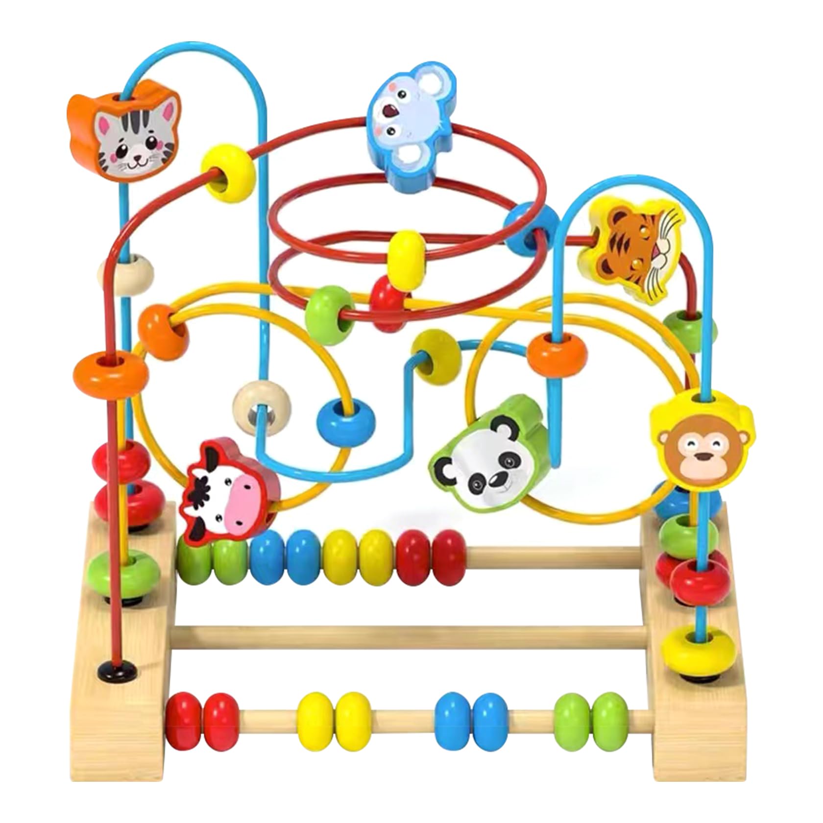 QZMTOY Bead Maze Toy for Toddlers Wooden Bead Toys Colorful Roller Coaster Preschool Educational Toys for Kids Classic Birthdday Gift for Toddlers