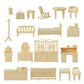 BMC Classic Marx Antique Furniture - 36pc Dollhouse Plastic Playset Accessories