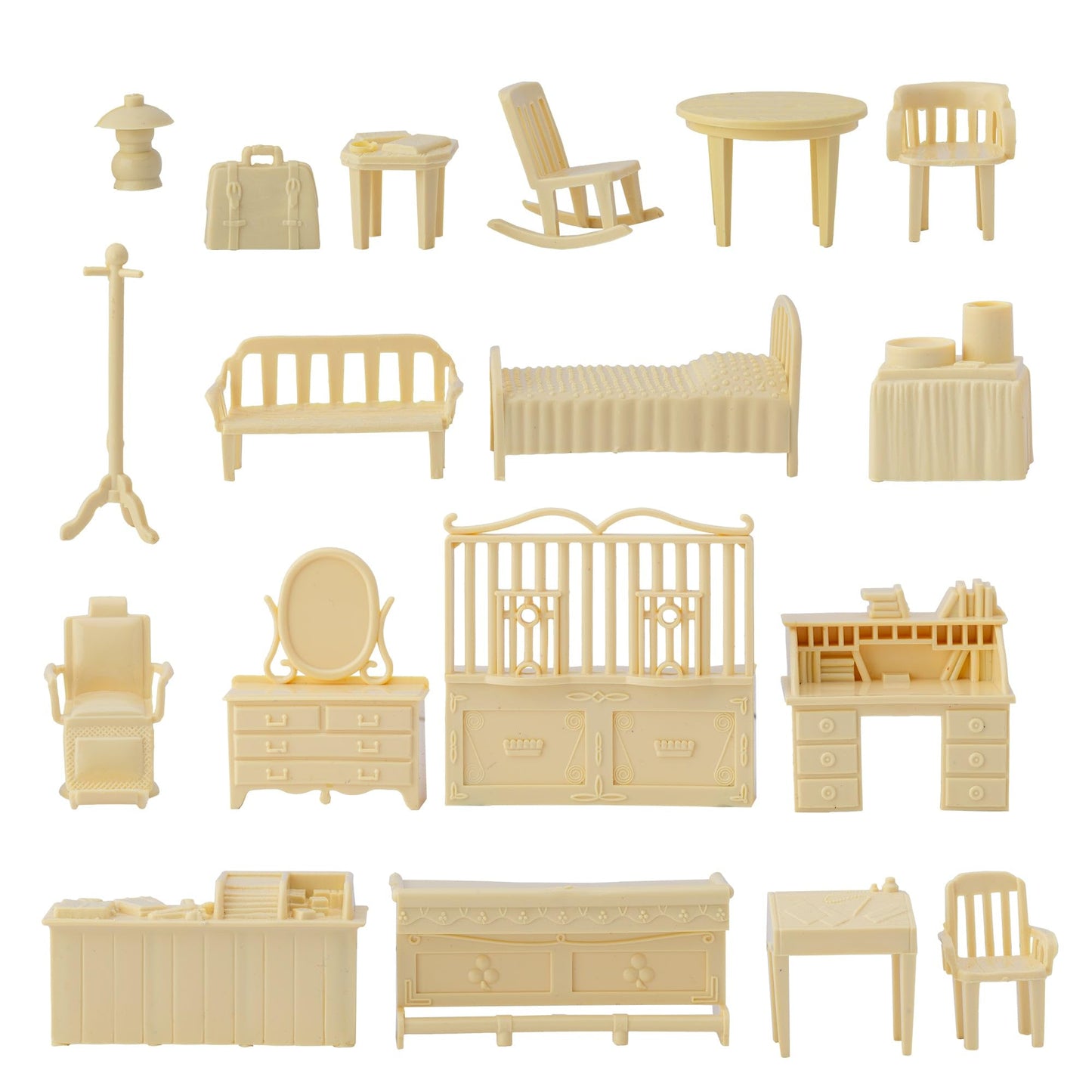 BMC Classic Marx Antique Furniture - 36pc Dollhouse Plastic Playset Accessories