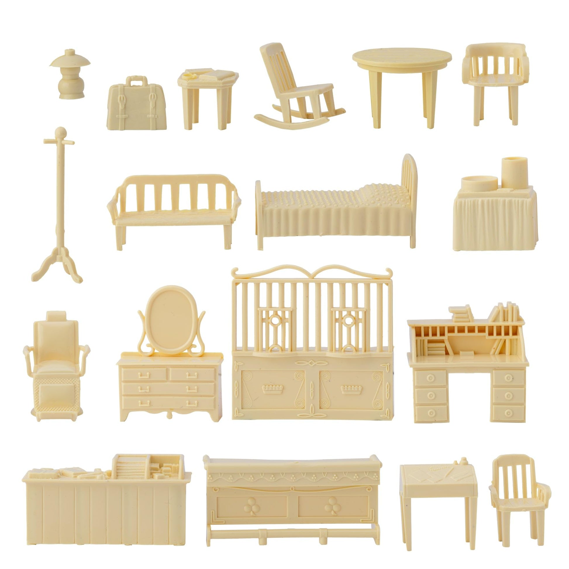 BMC Classic Marx Antique Furniture - 36pc Dollhouse Plastic Playset Accessories