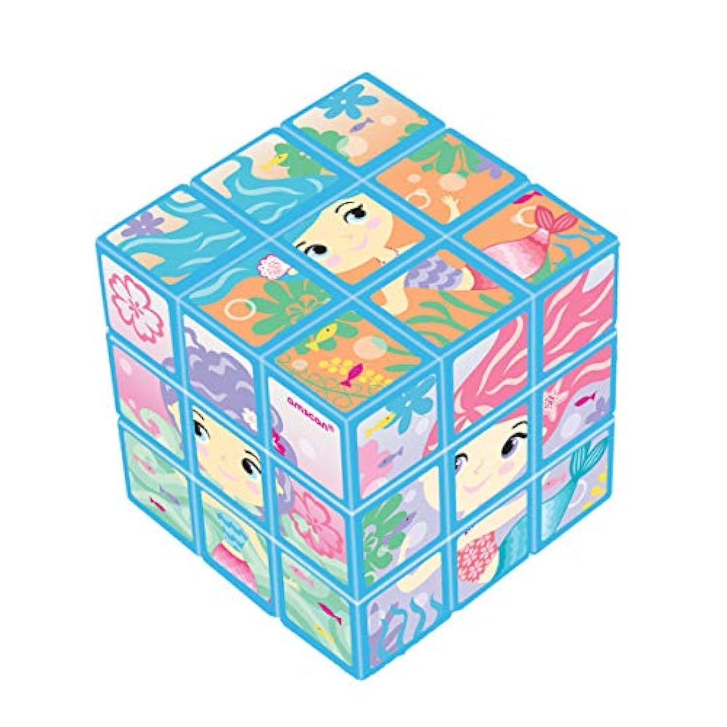 amscan Mermaid Puzzle Cubes, 1 1/8" x 1 1/8" x 1 1/8", Blue - Pack of 6