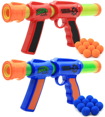 Kiddie Play Toy Foam Blasters Atomic Power Popper Air Ball Shooter (2 Guns)