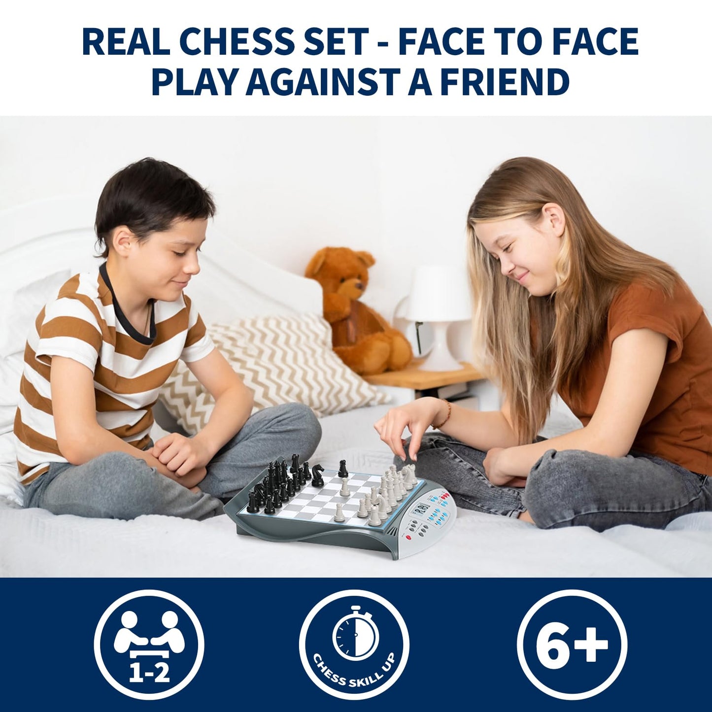 Talking Chess Master Electronic Chess Set - Electronic Chess Board with Voice Teaching System - Kids Learning Trainer - 32 Levels 2000 ELO Computer