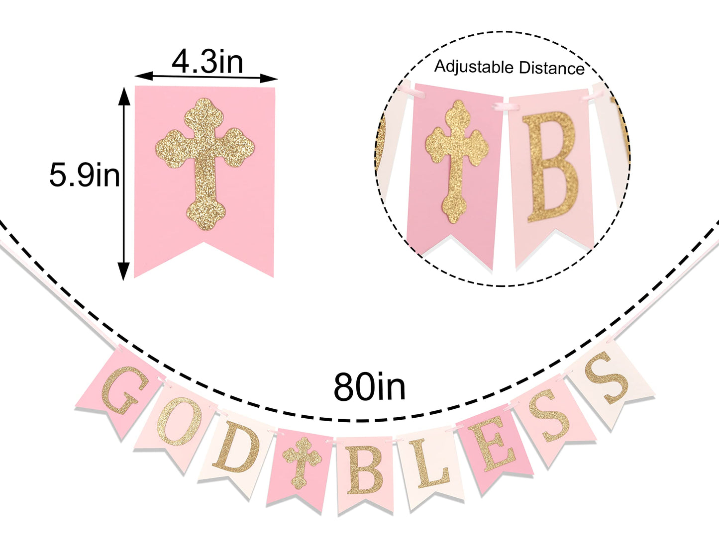 God Bless Banner,Boy/girl Baptism Pink Banner,God Bless Baptism