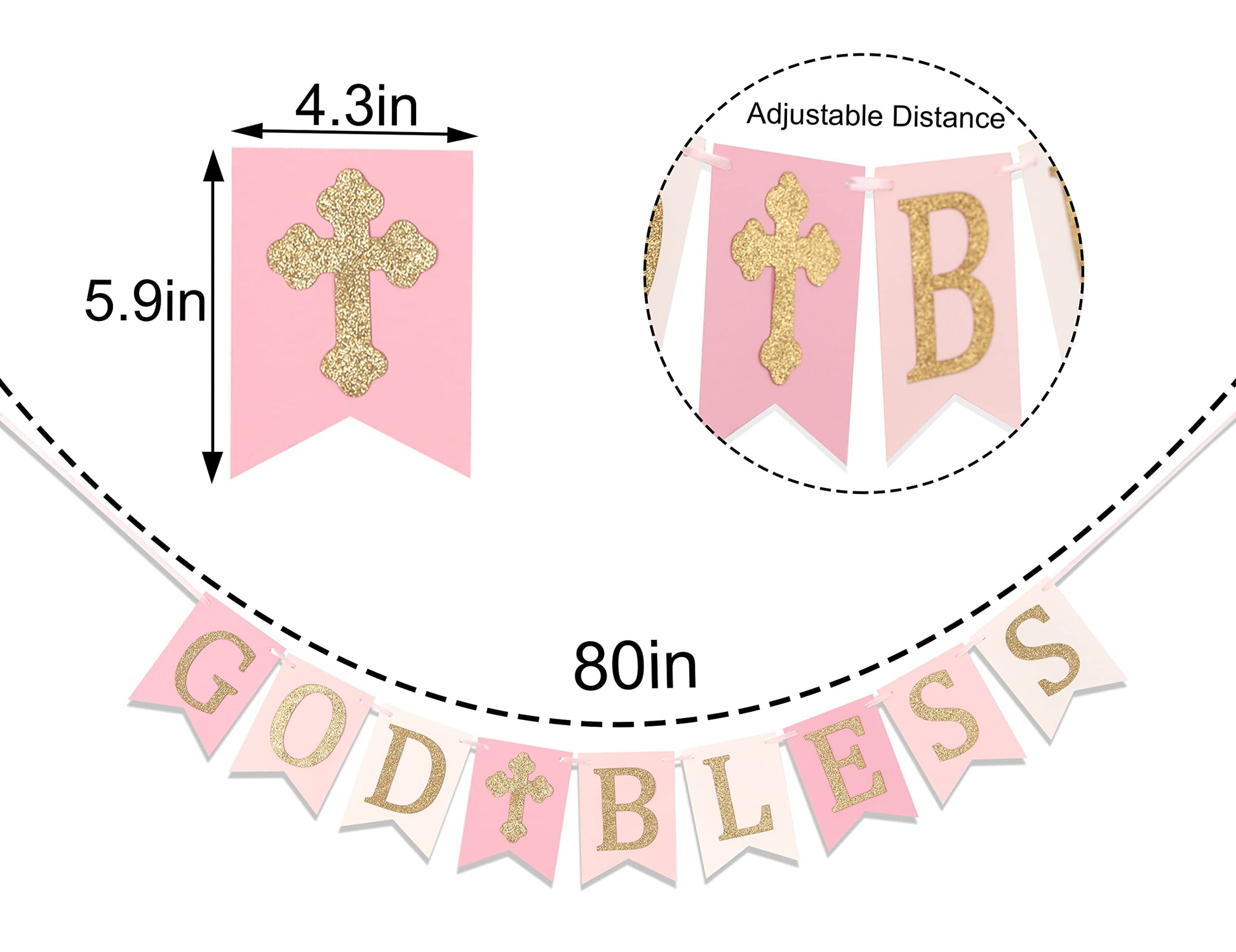 God Bless Banner,Boy/girl Baptism Pink Banner,God Bless Baptism