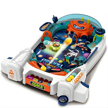 OLEOCA Space Pinball Machine - Tabletop Arcade Game with Obstacles, Pull-Rod Launcher, Flippers, UFO Targets & Astronaut Theme, 1-2 Player Mini