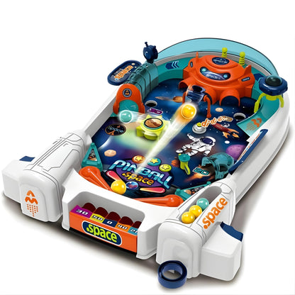 OLEOCA Space Pinball Machine - Tabletop Arcade Game with Obstacles, Pull-Rod Launcher, Flippers, UFO Targets & Astronaut Theme, 1-2 Player Mini
