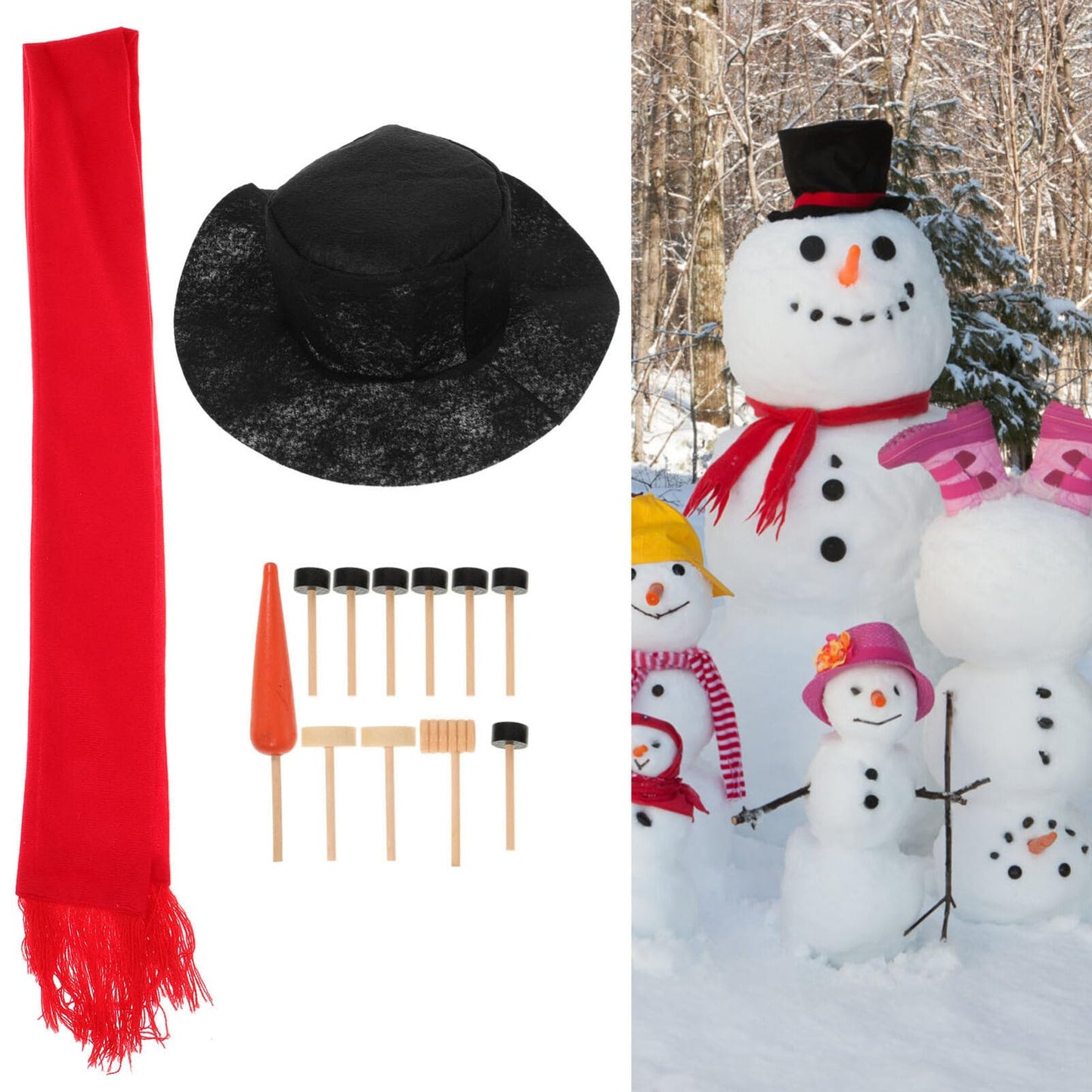 BESTOYARD 13Pcs Christmas Snowman Decorating Making Kit Snowman Dress Up Toys Fun Outdoor Kids for Xmas Winter Holiday Party Decoration Gifts