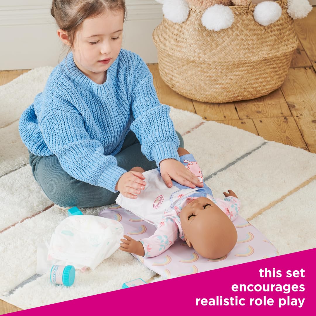 Casdon Baby Huggles Changing Mat Set. Dolls Changing Mat for Children Aged 3+. Includes Reusable Nappy, Brush, Pretend Talc and More