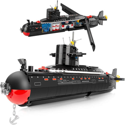 Finger Rock Nuclear Submarine Building Set, WW2 Historical Military Series Submarine Model Set, Collection Birthday Gifts Toy for Teens and Adults 14+