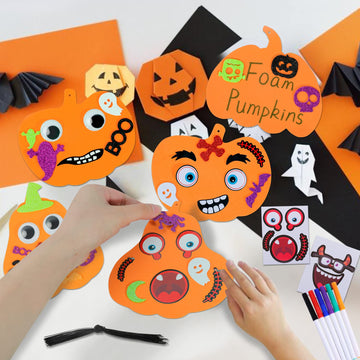 Max Fun 332PCS Halloween Crafts for Kids, Halloween Activities Foam Pumpkins for Crafts Stickers Gift Kits, DIY Art and Craft Set for Holiday