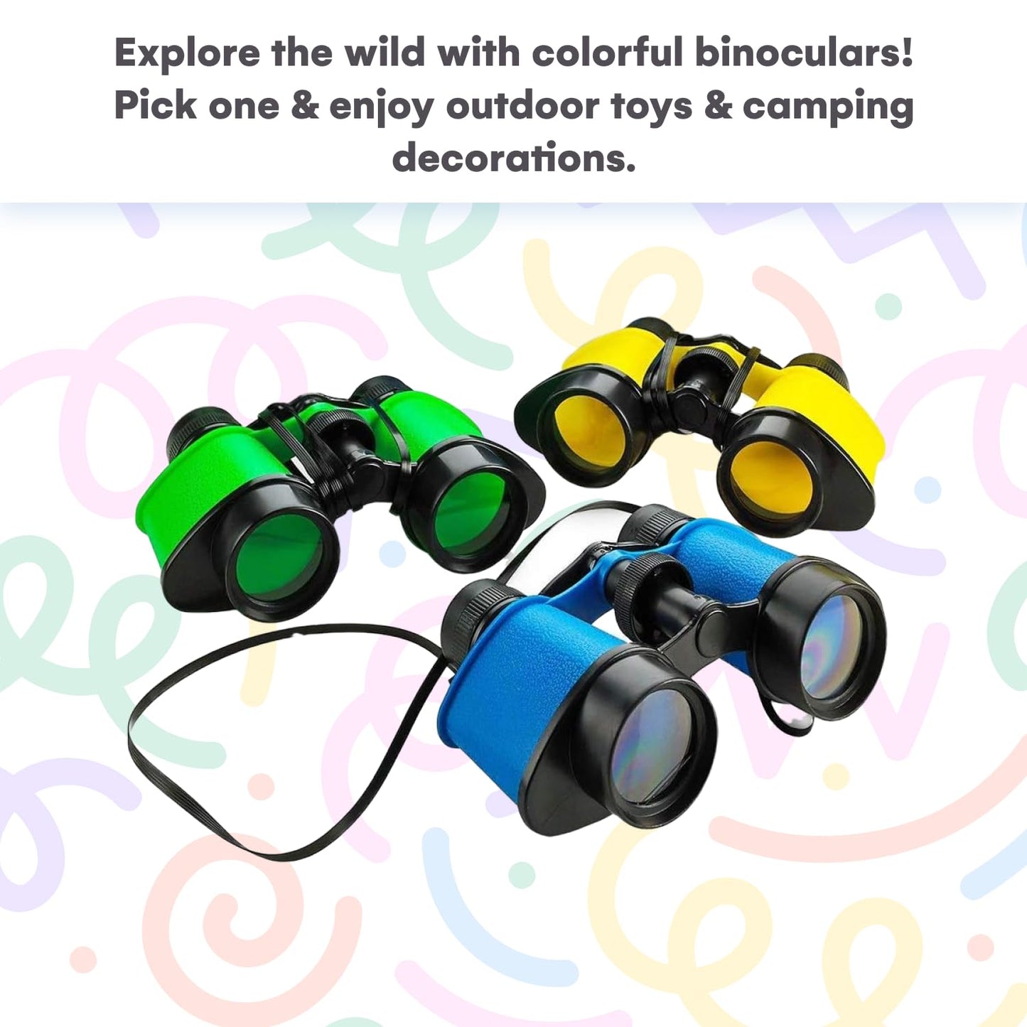 Kicko Toy Binoculars for Kids - 3.5 x 5 in Binoculars for Bird Watching, Jungle Exploration for Party Favors and Adventure Play - Durable (Pack of 12)