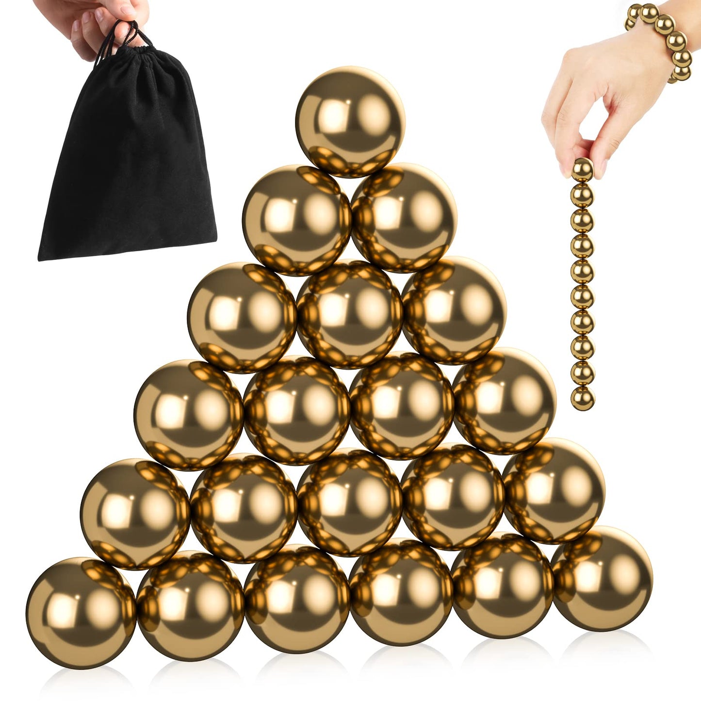 21Pcs Gold Mutual Attraction Sensory Fidget Toy, Educational Science Kit for Anxiety Relief, 20mm Desk Balls for Kids Adults, Stocking Stuffers Gift