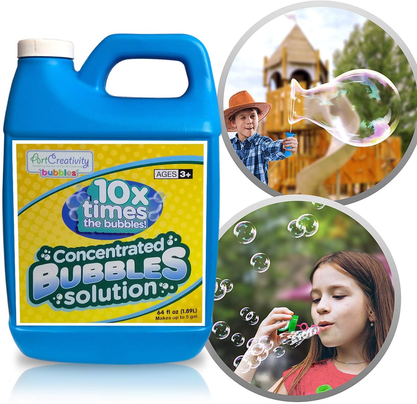 ArtCreativity Concentrated Bubble Solution Refill for Bubble Toys, Huge 64oz Concentrated Liquid, Makes Up to 5 Gallon, Non-Toxic Liquid for Bubble