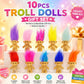 Yintlilocn 10pcs 1.2" Mini troll Dolls, Assorted Hair Colors Lucky trolls