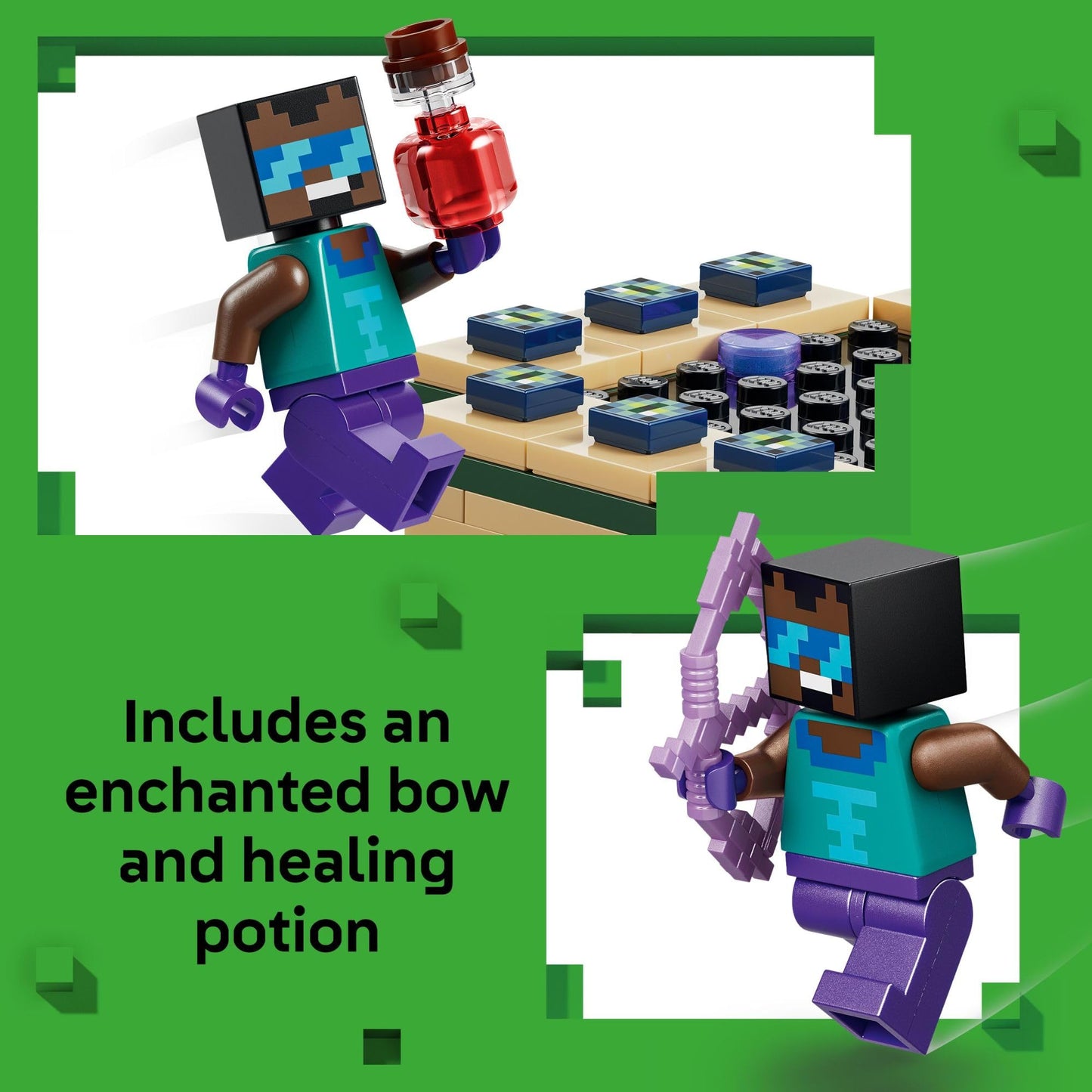 LEGO Minecraft Nether & End Portal Journey Building Toy for Boys & Girls - Video Game Playset & Toy Figures for Kids, Ages 7+ - W/Cool Hero Minifigure