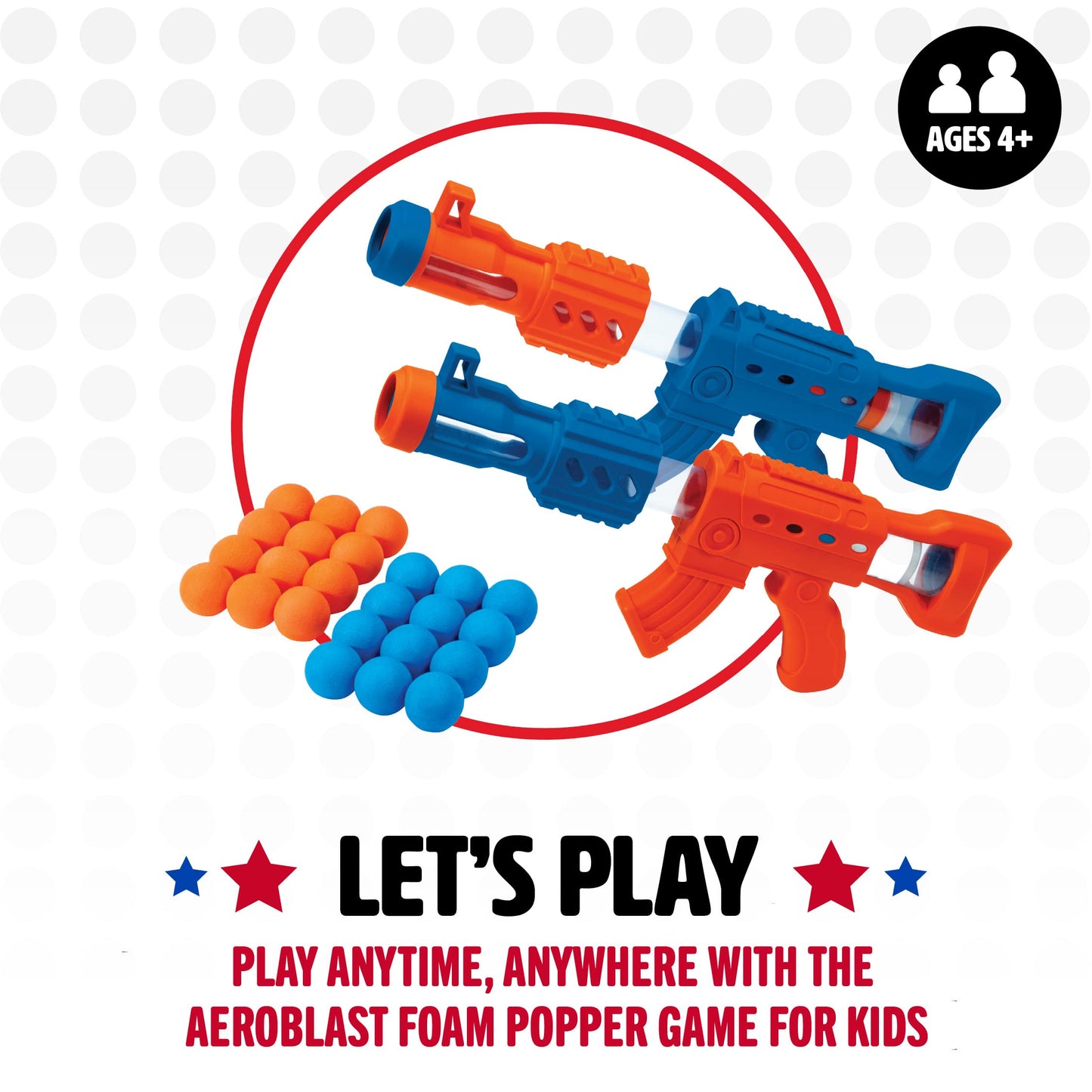 NSG Aeroblast Shooting Games for Kids - 2pk, 24ct Soft Foam Balls and 2 Pump Action Blaster Guns, 2-Player Toy Blaster Gun Set with Standing Shooting