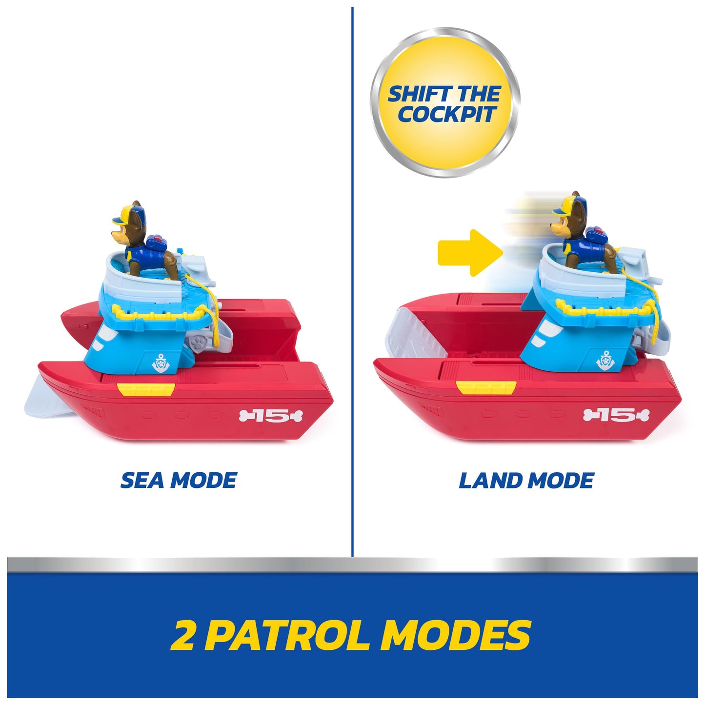 Paw Patrol Sea Patroller Vehicle with Chase and Shark Figure