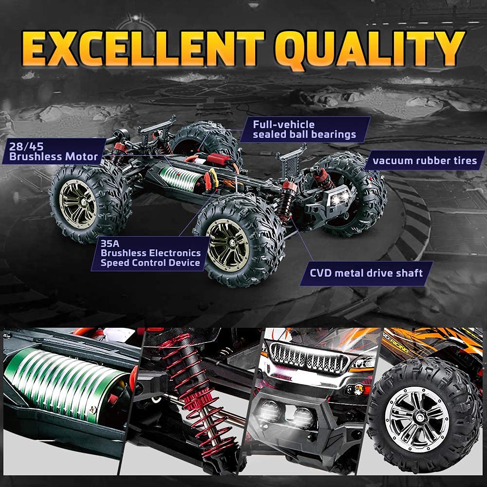 FMTStore FMT Brushless 52km/h High Speed RC Cars 1:16 Remote Control Monster Truck 4WD All Terrain Off-Road 2.4Ghz Shockproof Waterproof RTR Hobby