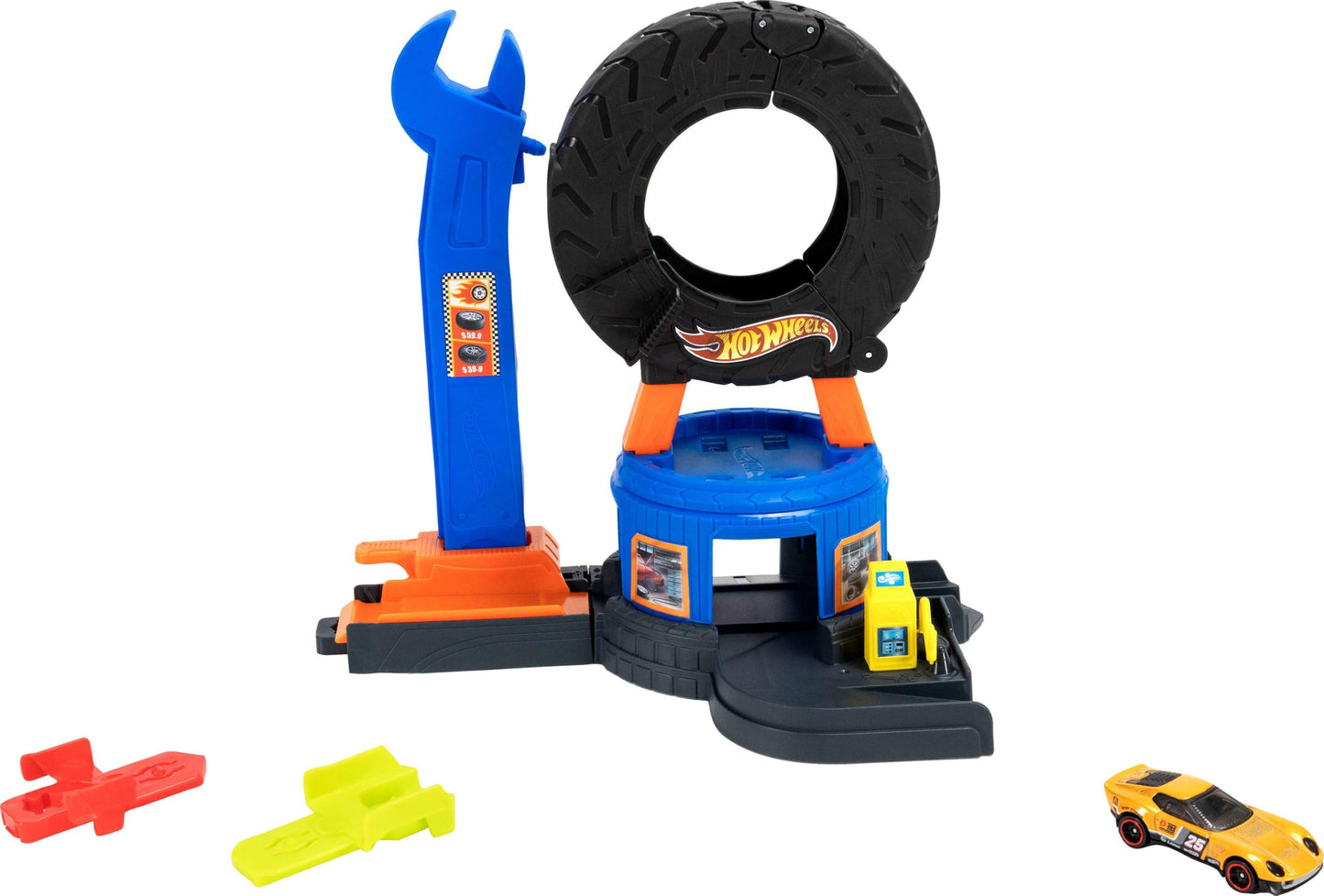 Hot Wheels City Downtown Tire Shop Playset & 1:64 Scale Toy Car