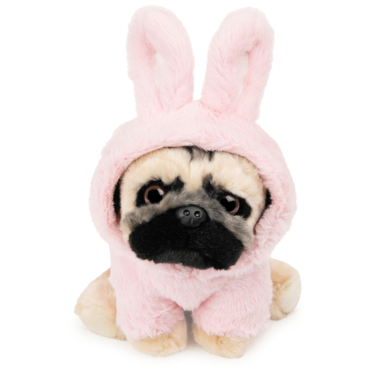 GUND Doug The Pug Fuzzy Pink Bunny Hoodie Doug Plush Stuffed Animal, Pink, 9”