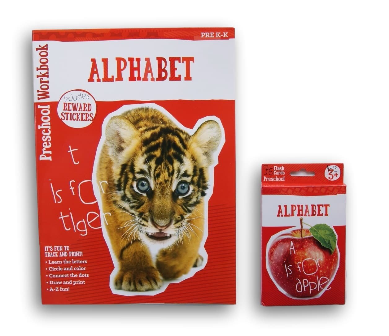 Alphabet Discovery Workbook with Reward Stickers and Flash Card Bundle - Pre K-K