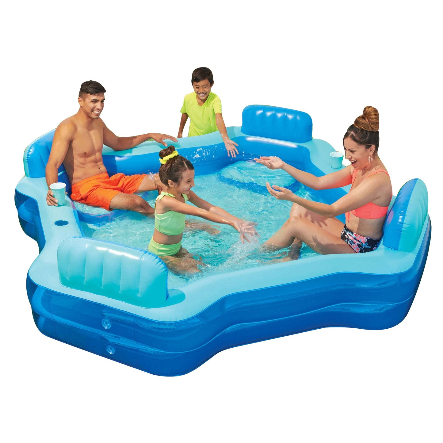 DUITYI Square Inflatable Deluxe Comfort Family Pool, Blue, Ages 6 and Up, Unisex