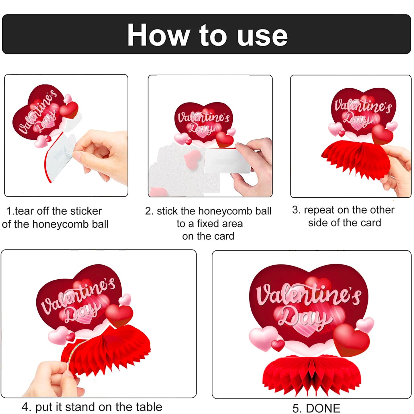 9 Pcs Valentines Day Decorations Honeycomb Centerpiece, Pink Valentines Table Decorations Valentines Table Centerpiece for Valentines Day Party