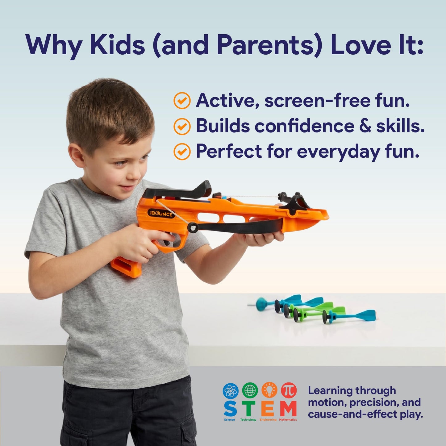 New Bounce Bullseye Crossbow Game - Kids Target Shooting Toy with 6 Suction Darts, Indoor & Outdoor Archery Fun, Improves Focus & Coordination, 1-2