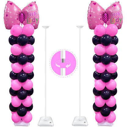 YALLOVE Heavy Duty Metal Balloon Stand Set of 2, Height Adjustable 1.3 to 10.5 Ft, Free Combination Balloon Centerpiece and Column Stand