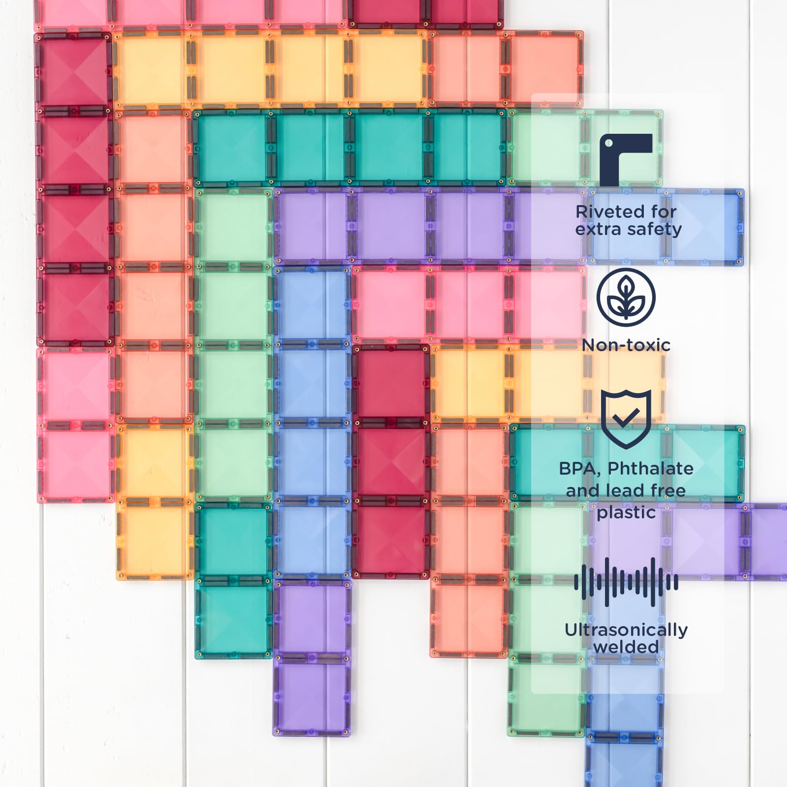 CONNETIX Magnetic Tiles Pastel Rectangle Pack, 24 Pieces