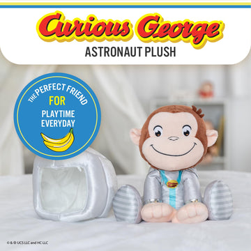 Curious George Animated Astronaut Stuffed Animal Plush Toy Monkey - Cute Cuddle Plushie Gift Makes Sound by Pushing Paw and Watch Him Move