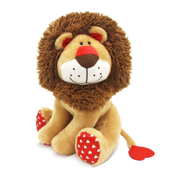 WEIGEDU Love Lion Stuffed Animal, King Lion Plush Toy with Mane Heart Shape Tail for Boy Girls Kids Baby Couple Lover Birthday Bedtime Gift, 13.8“