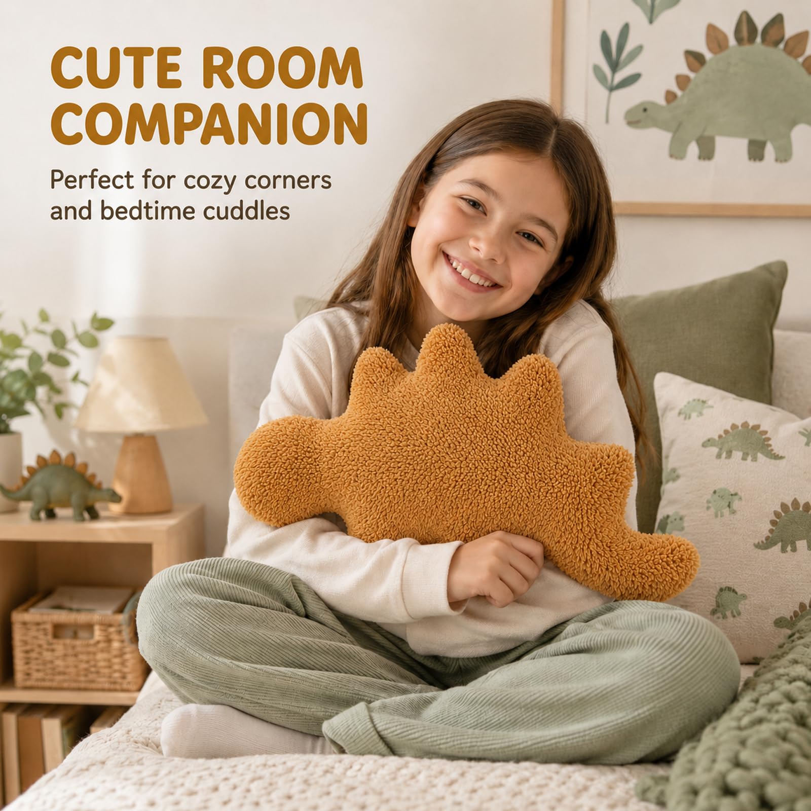 NXCHIZS Dino Nugget Pillow Plush, Funny Chicken Nugget Plushie Birthday Gift, Dino Decorative Throw Pillow for Kids Room Decor, Dinosaur Stuffed
