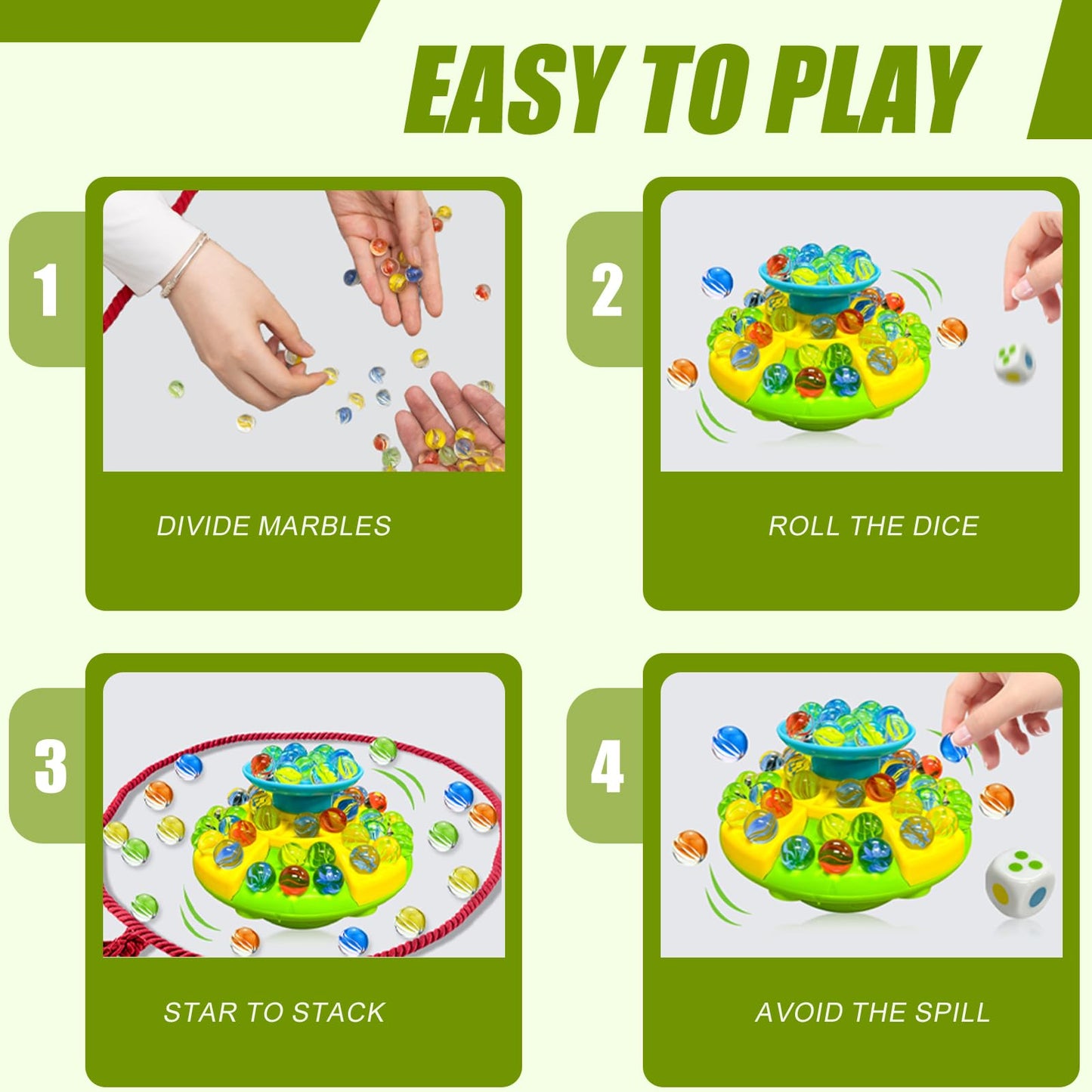 QTLJJBY Marble Balance Game, Wobble Marble Game, 60 Pieces Glass Marbles