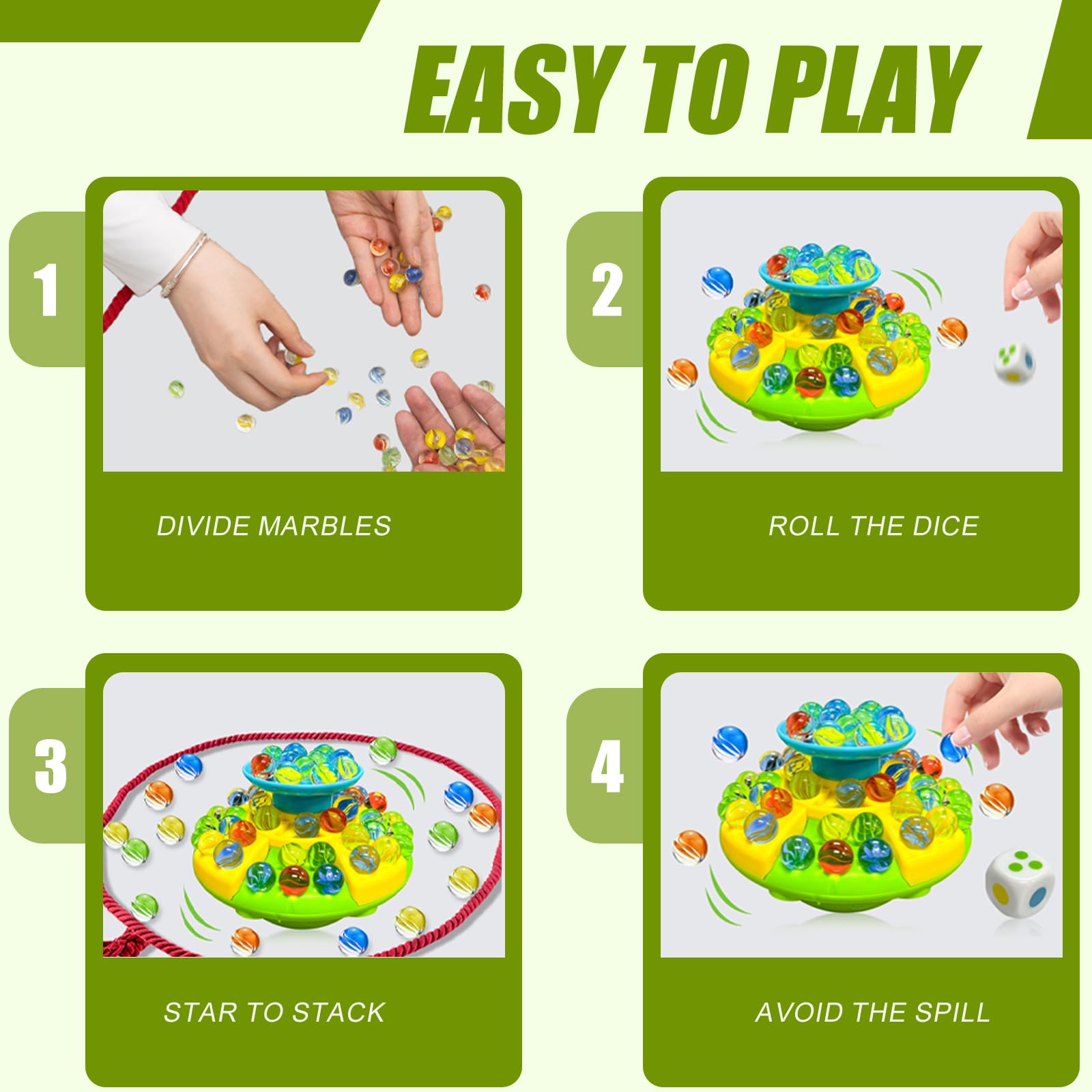 QTLJJBY Marble Balance Game, Wobble Marble Game, 60 Pieces Glass Marbles